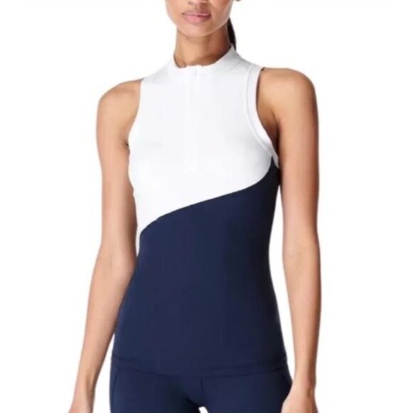Sweaty Betty Power Grand Slam Size Large Tennis Tank Navy NWT $78 - Picture 1 of 11